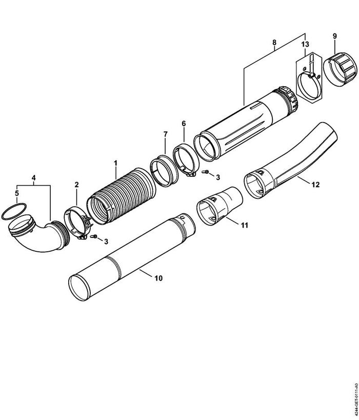 STIHL 4282-701-6102 Harmonicaslang positie 1 technische tekening