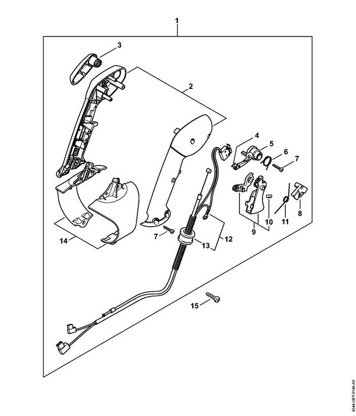 STIHL 4244-180-1112 Gaskabel positie 12 technische tekening