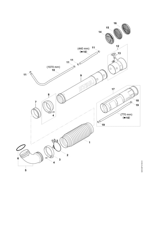 STIHL 4244-700-7100 Slangklem positie 8 technische tekening
