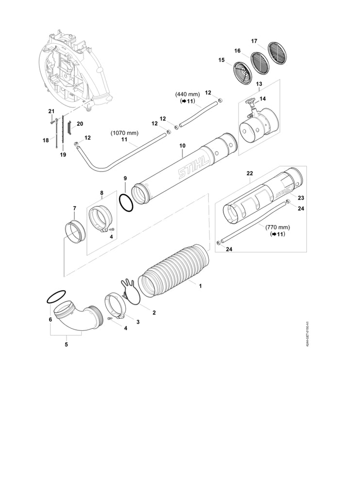 STIHL 4244-701-5400 Blaaspijp positie 10 technische tekening