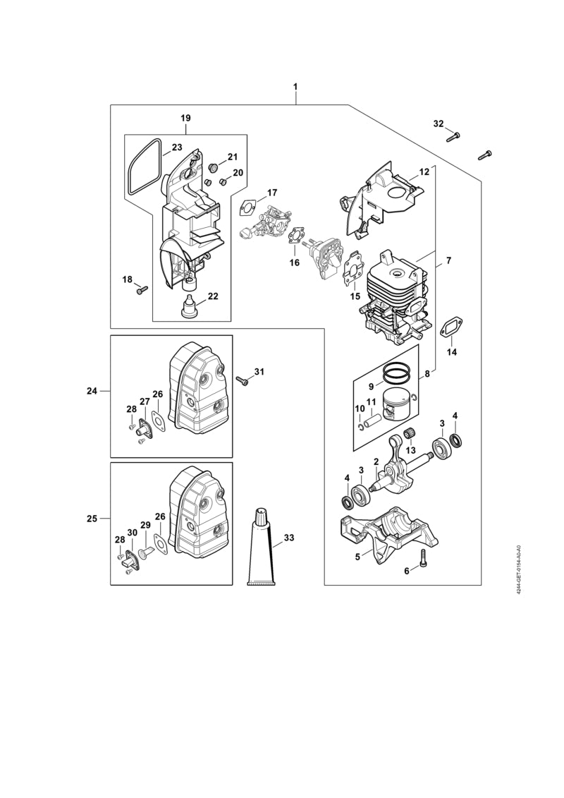 STIHL 4244-140-2808 Filterhuis positie 19 technische tekening