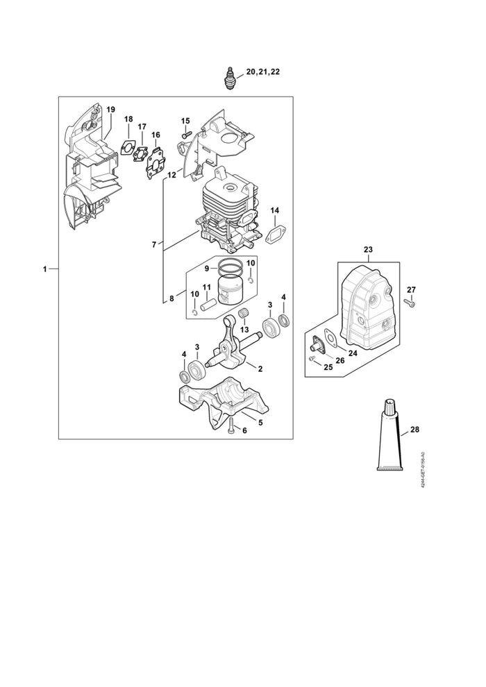 STIHL 4244-140-3400 Uitlaatpijp positie 26 technische tekening
