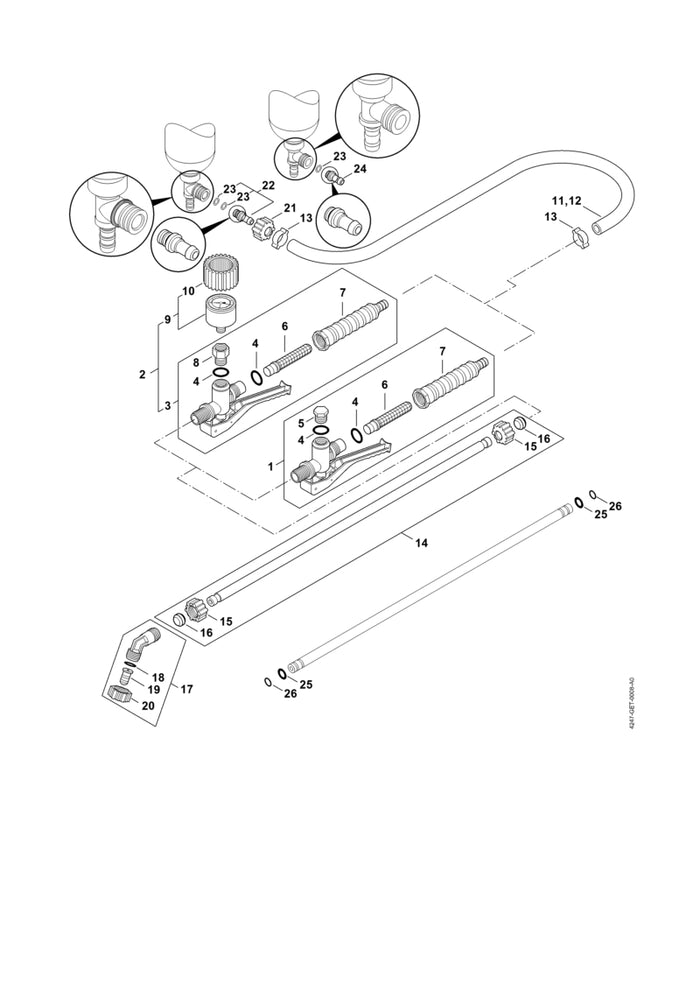 STIHL 4247-500-7611 Pistool positie -1 technische tekening