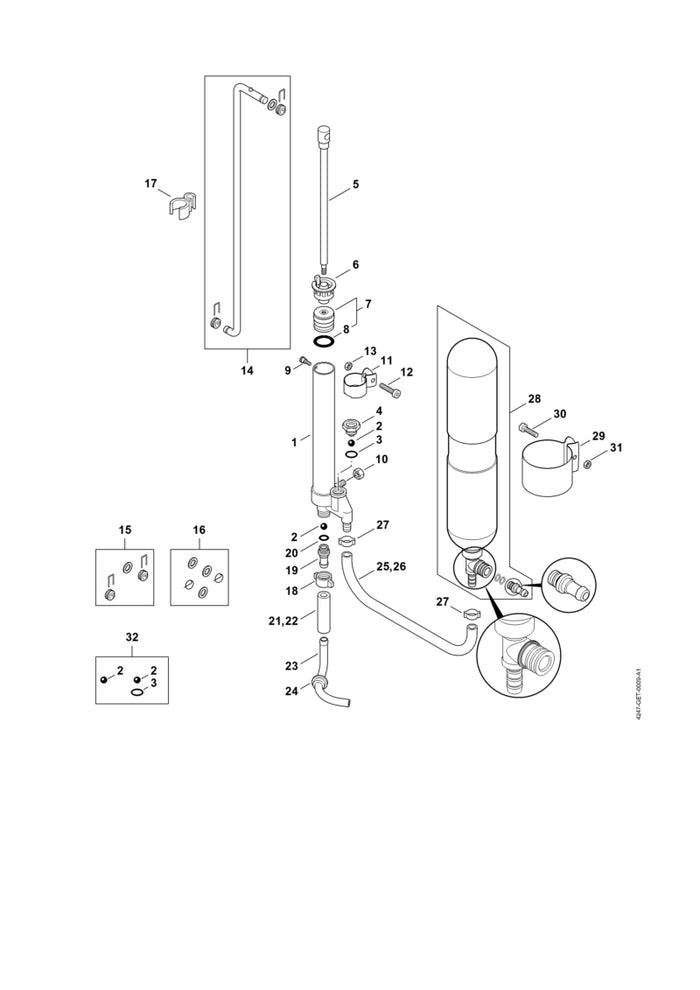 STIHL 4247-760-8400 Stang positie 14 technische tekening