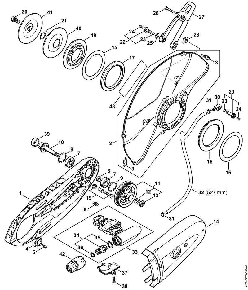 STIHL 9211-260-1350 Zeskantmoer M10x1 links positie 13 technische tekening