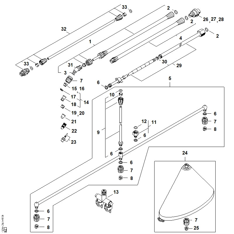 STIHL 4255-502-1702 Vlakstraalsproeier 80-02 positie 8 technische tekening