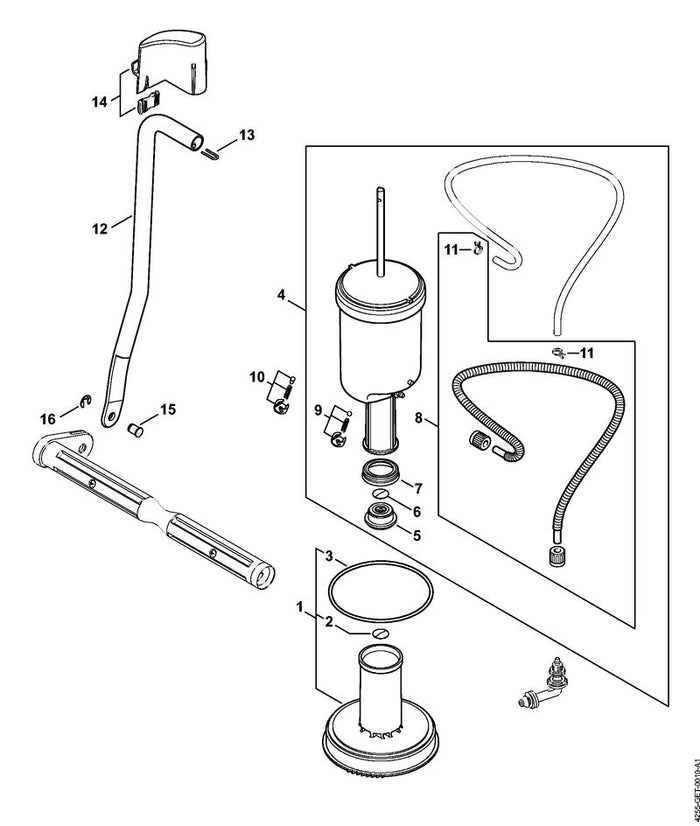 STIHL 4255-670-6602 Pompbuis positie 1 technische tekening
