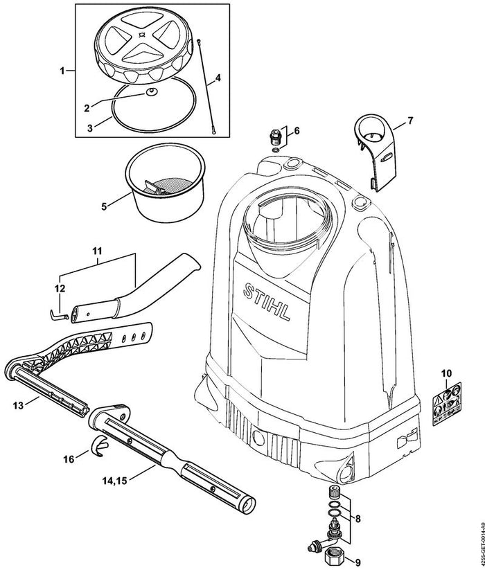 STIHL 4255-700-7003 Hefboom positie 13 technische tekening