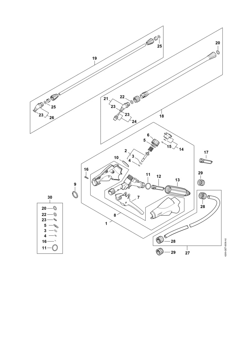 STIHL 4255-500-9105 Pistool met manometer positie 1 technische tekening
