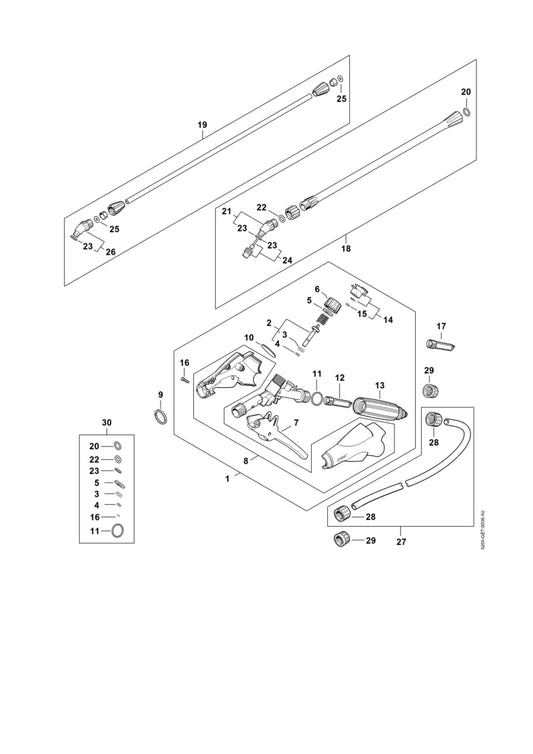 STIHL 4255-500-9105 Pistool met manometer positie 1 technische tekening