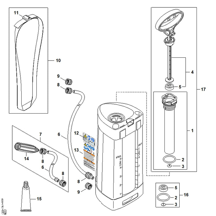 STIHL 4255-500-5201 Slang Ø 8 mm positie 7 technische tekening