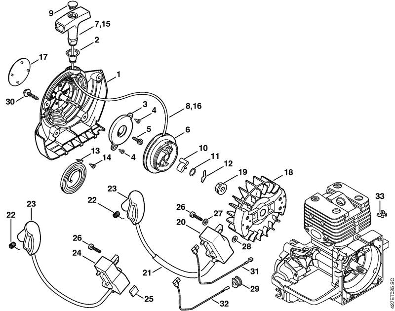 STIHL 4313-967-1501 Typeplaatje BT 120 C positie 17 technische tekening