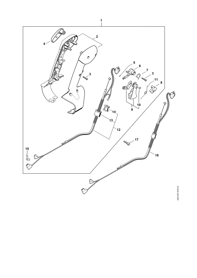 STIHL 4282-180-1100 Gaskabel positie 16 technische tekening