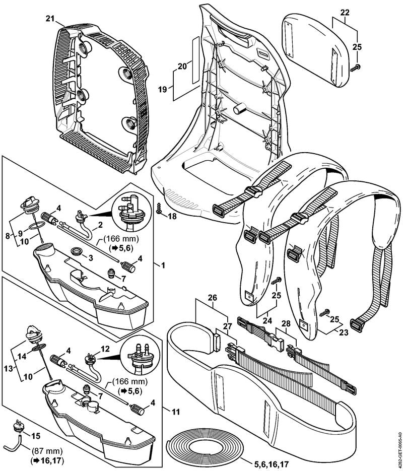 STIHL 4282-350-1402 Verbindingsstuk positie 2 technische tekening