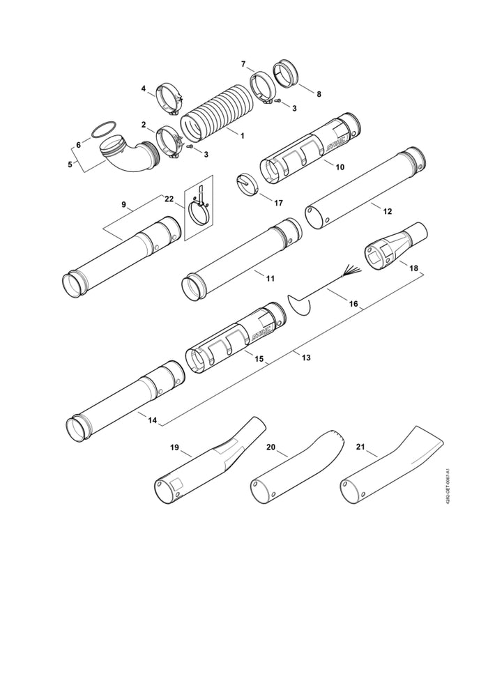 STIHL 4282-700-1800 Blaaspijp positie 10 technische tekening
