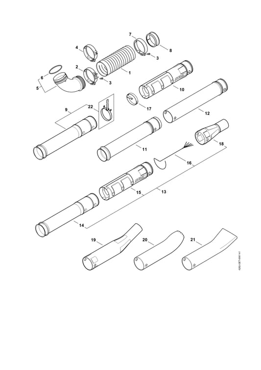 STIHL 4282-700-1809 Blaaspijp positie 9 technische tekening