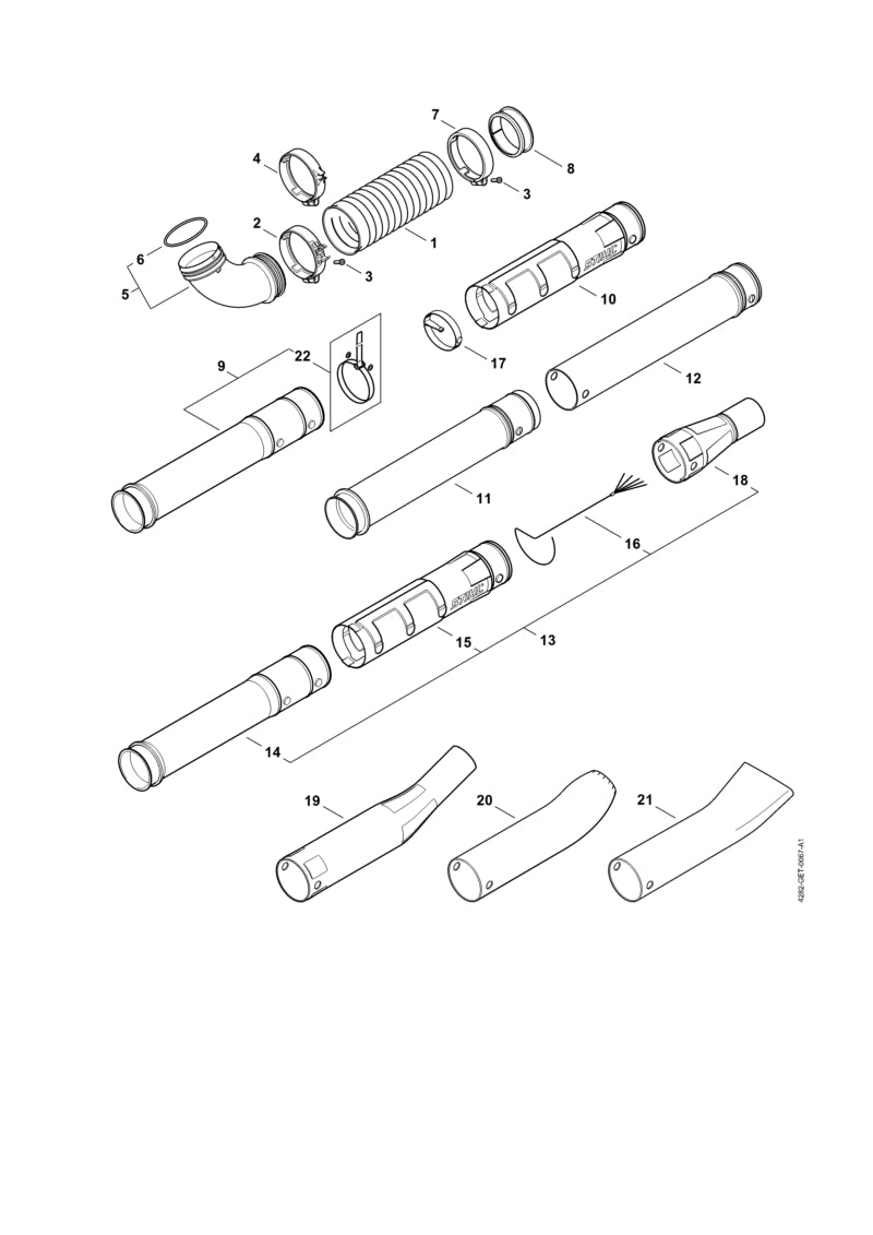 STIHL 4282-708-3400 Blaaspijp positie 12 technische tekening