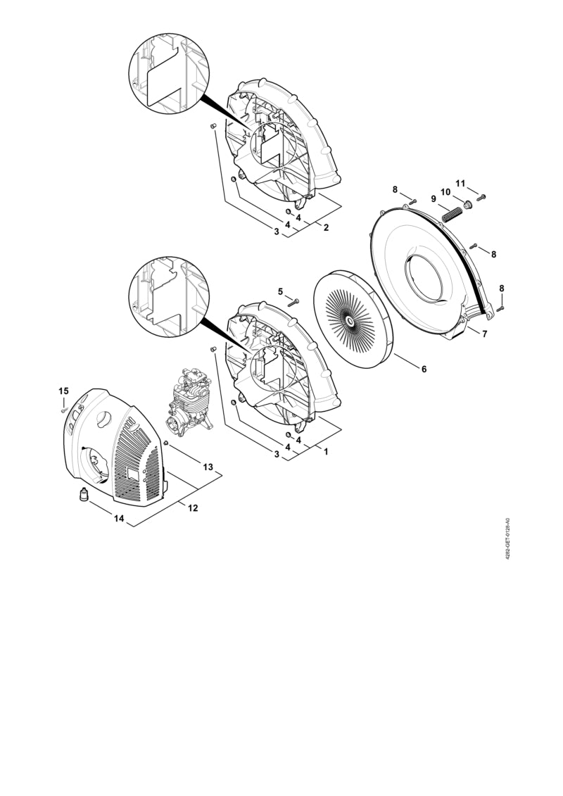 STIHL 4282-700-4104 Rotorhuis binnen positie 2 technische tekening