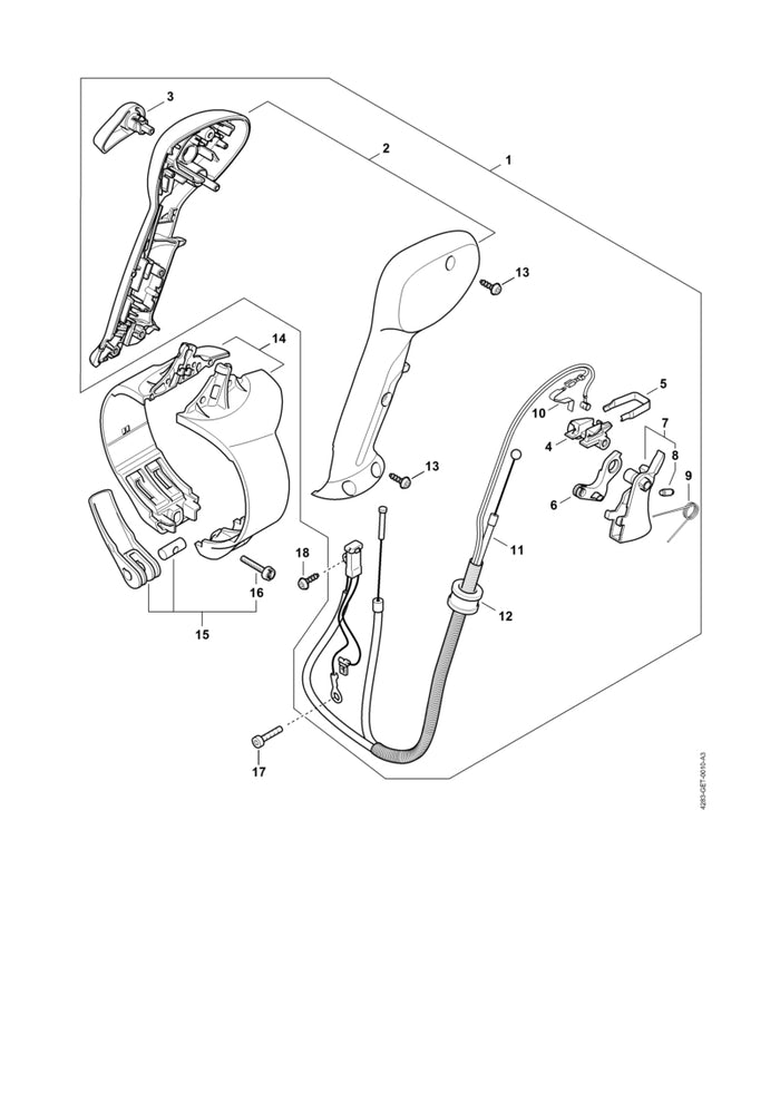 STIHL 4283-180-1100 Gaskabel positie 11 technische tekening