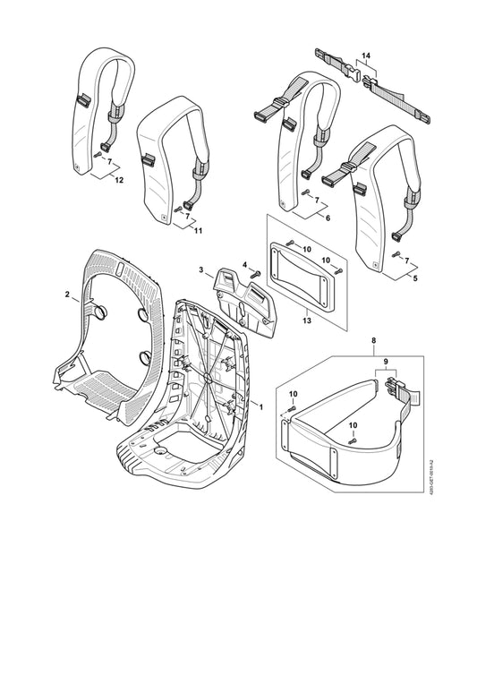 STIHL 4283-701-1801 Rugplaat positie 3 technische tekening