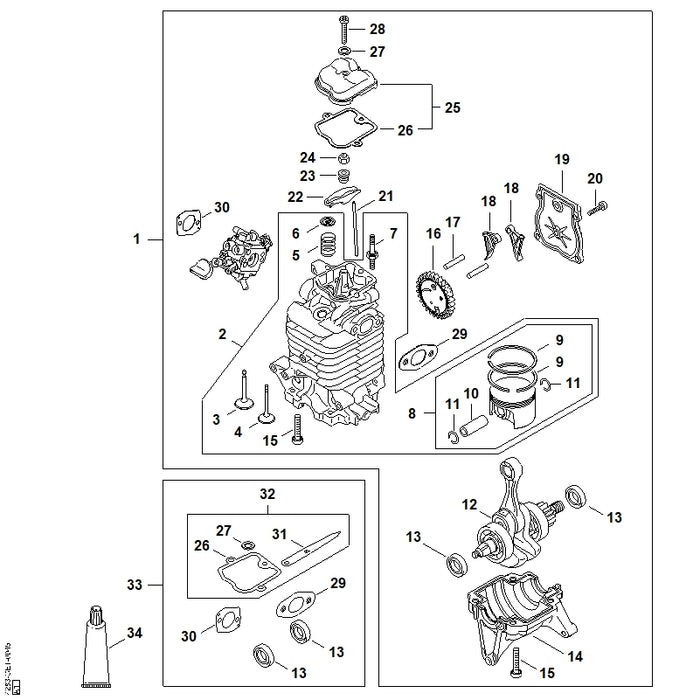 STIHL 4283-038-2600 Stoterstang positie 21 technische tekening
