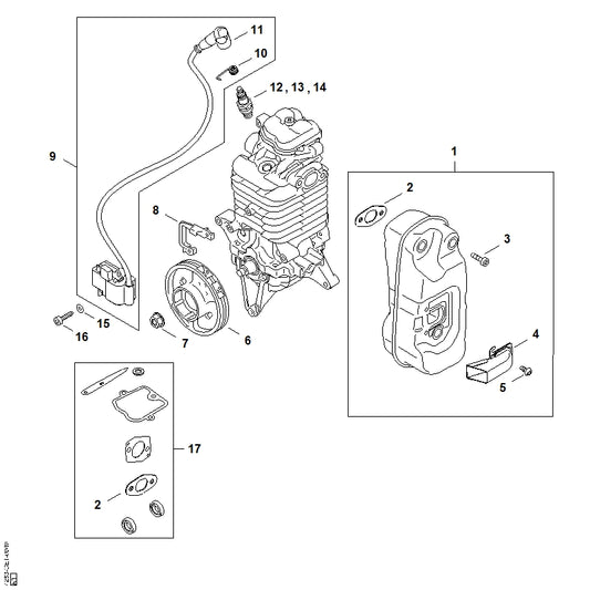 STIHL 4283-145-8100 deflectieplaat positie 4 technische tekening
