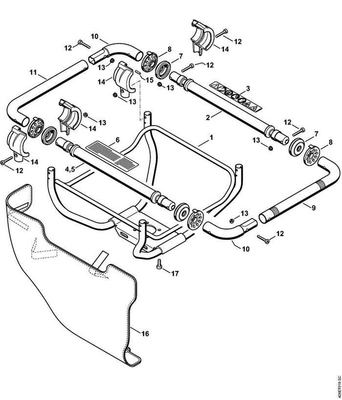 STIHL 4313-790-2900 Pijp positie 4 technische tekening