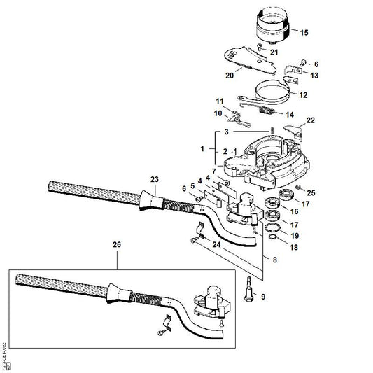 STIHL 4313-007-1200 Set houders met inschakelhendel positie 26 technische tekening