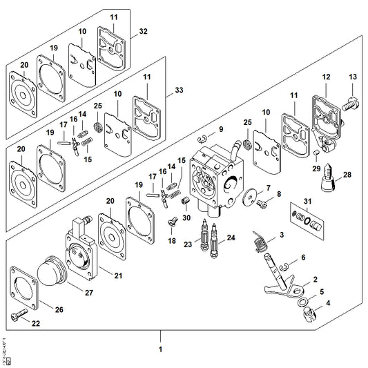 STIHL 4314-121-4700 Regelmembraan positie 20 technische tekening