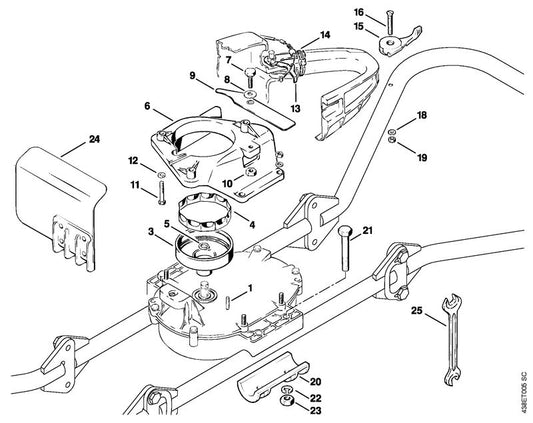 STIHL 9470-435-0580 Platte spie 4x4x20 positie 1 technische tekening