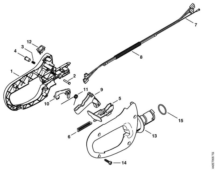 STIHL 4237-792-7100 Blokkeerschuif positie 5 technische tekening
