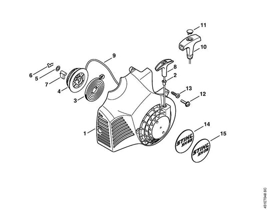 STIHL 4229-967-1503 Typeplaatje SH 85 positie 15 technische tekening
