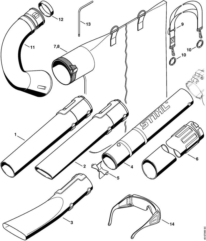 STIHL 4229-760-8200 Pijp positie 4 technische tekening