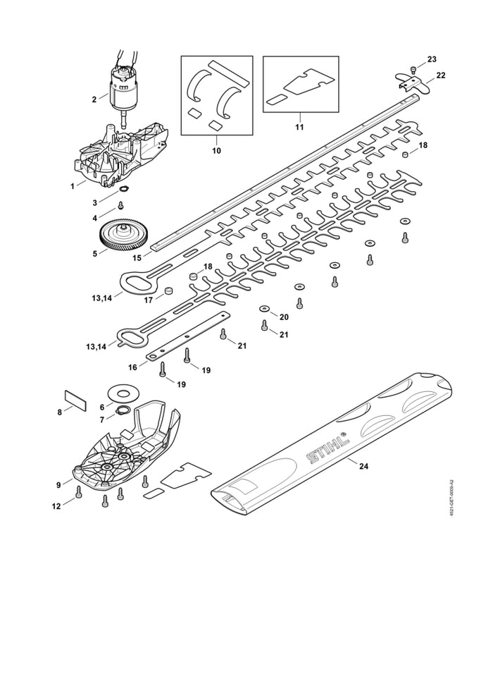 STIHL 4521-710-6000 Mes positie 14 technische tekening