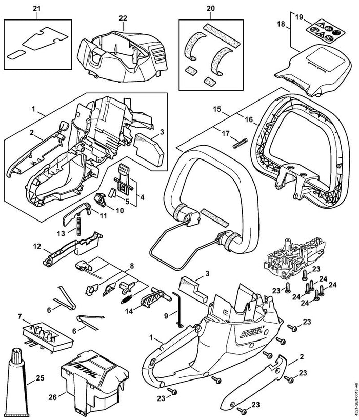 STIHL 4521-185-1900 Stang positie 9 technische tekening