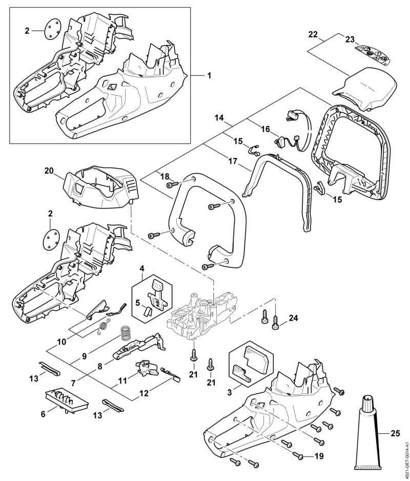 STIHL 4521-790-1202 Beugelhandgreep positie 14 technische tekening