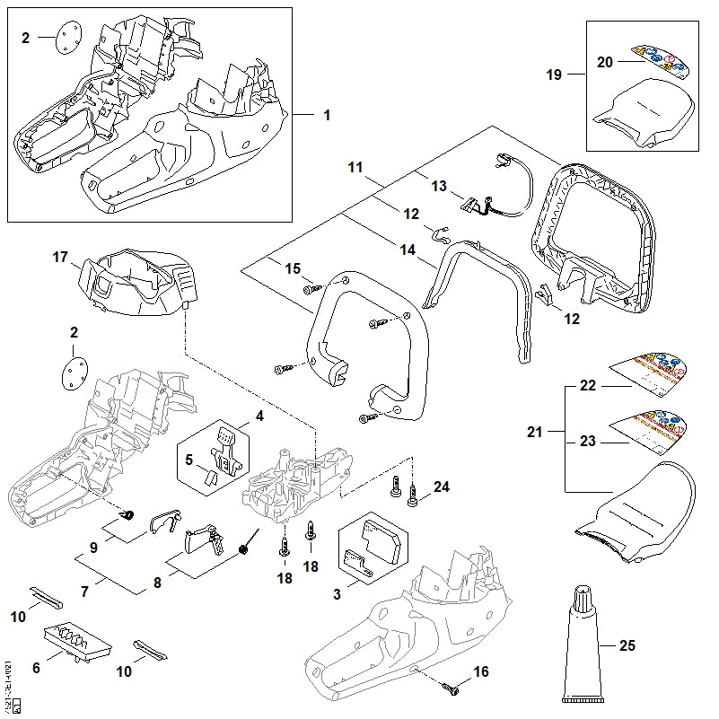 STIHL 4521-790-1204 Beugelhandgreep positie 11 technische tekening