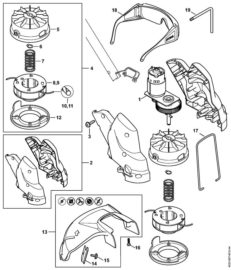 STIHL 4522-600-0800 Carter positie 2 technische tekening