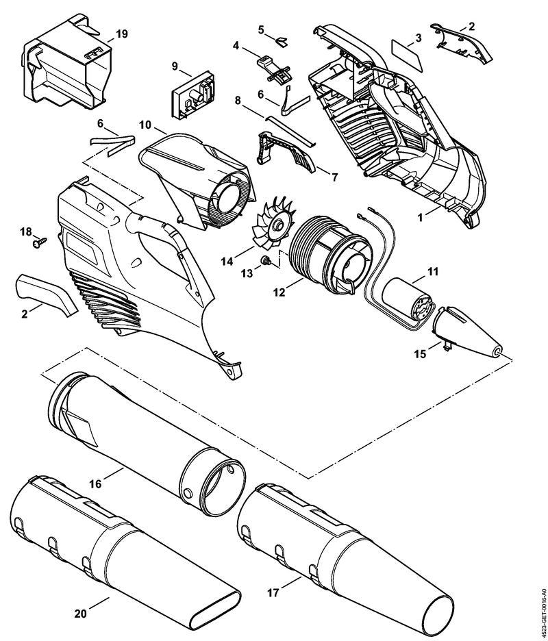 STIHL 4523-430-1400 Elektronisch moduul positie 9 technische tekening