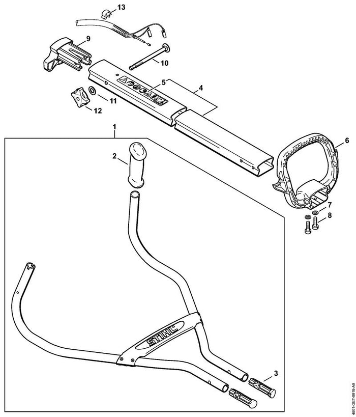 STIHL 4601-760-8603 Verbindingspijp positie 4 technische tekening