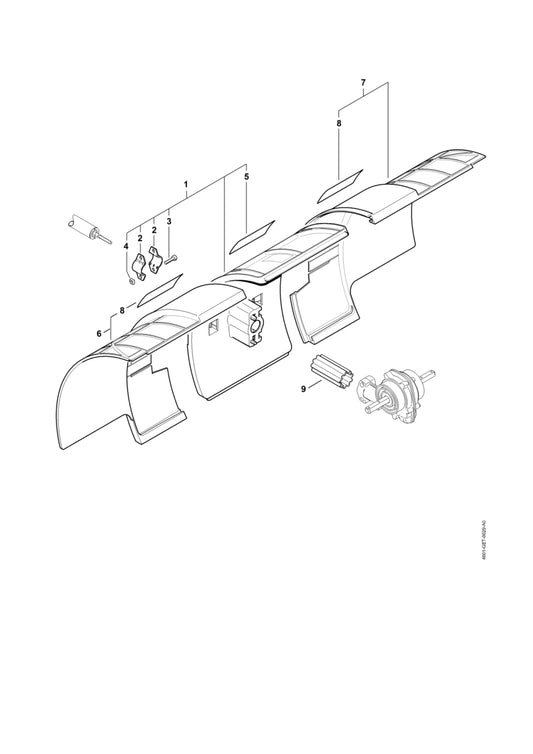 STIHL 4601-710-8107 Beschermer positie 1 technische tekening