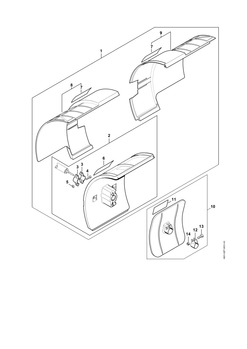 STIHL 4601-710-8111 Beschermer positie 2 technische tekening