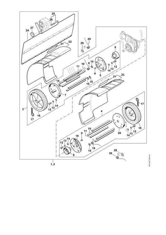 STIHL 4601-711-8902 Flens links positie 18 technische tekening