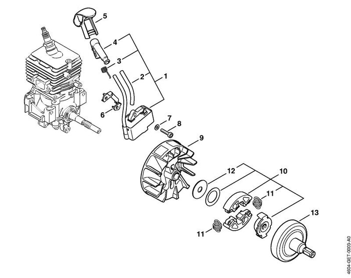 STIHL 4144-405-1000 Bougiekabelsteker positie 4 technische tekening
