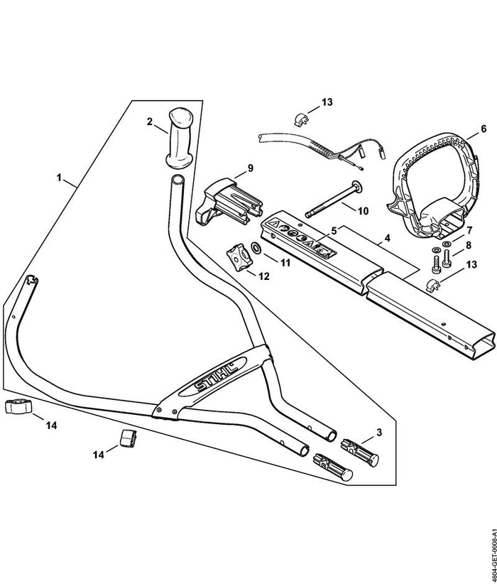 STIHL 4604-760-8602 Verbindingspijp positie 4 technische tekening