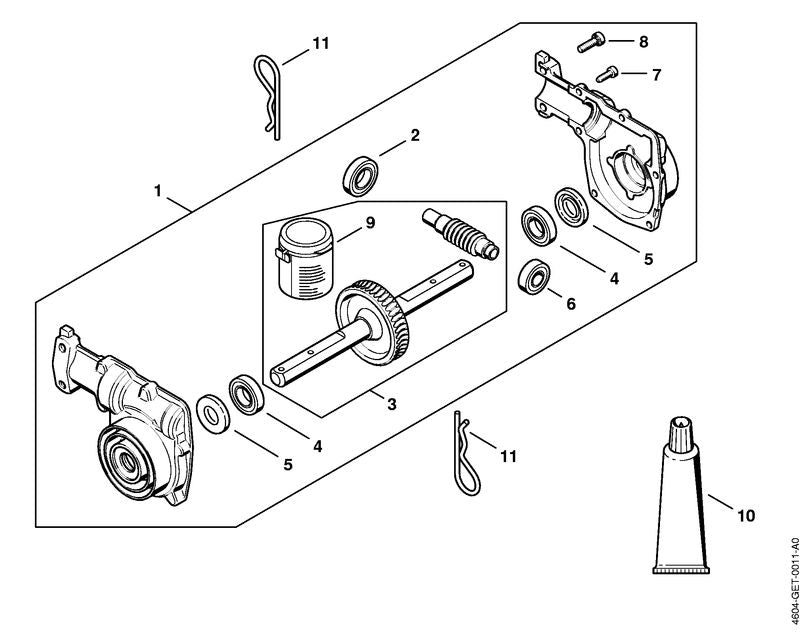 STIHL 4604-640-0103 Aandrijfkop positie 1 technische tekening