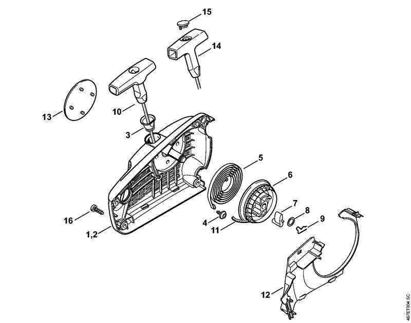 STIHL 1137-967-1504 Typeplaatje MS 193 T positie 13 technische tekening