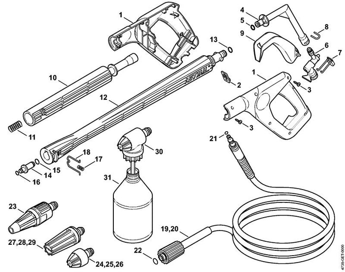 STIHL 4915-500-2200 Kniestuk positie 4 technische tekening