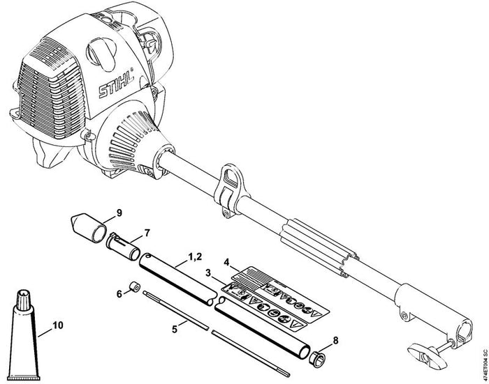 STIHL 4601-710-7104 Steel Ø 25,4 mm positie 1 technische tekening