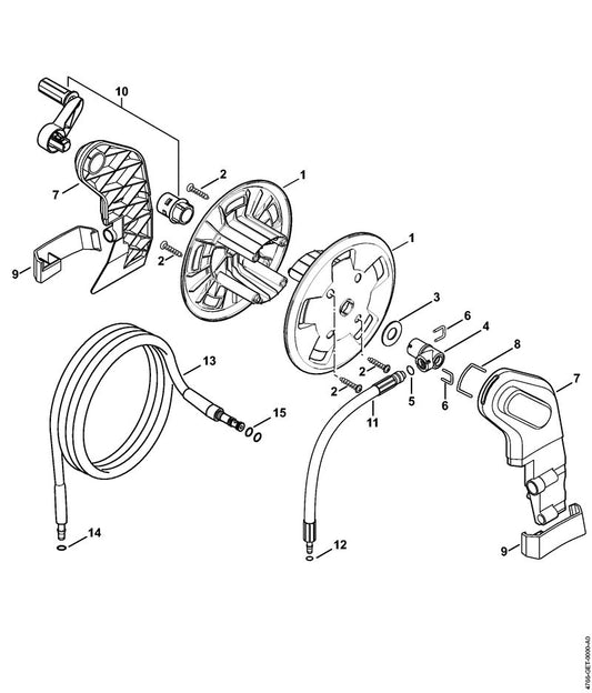 STIHL 4915-500-0835 Hogedrukslang DN 6, 9 m, stalen mantel positie 13 technische tekening